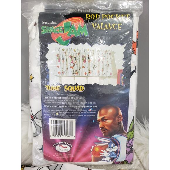 Space Jam Valance 84x15 Rod vintage bedroom Michael Jordan Looney Toons curtain - Picture 4 of 10